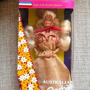 Barbie Australian Doll with Gold and Pink Outfit
